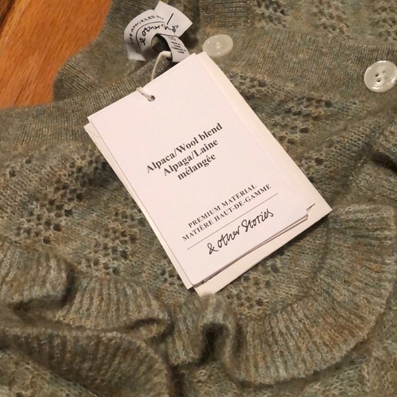 NWT Green Alpaca Mohair Cable Knit Ruffle Cardigan - Picture 7 of 7